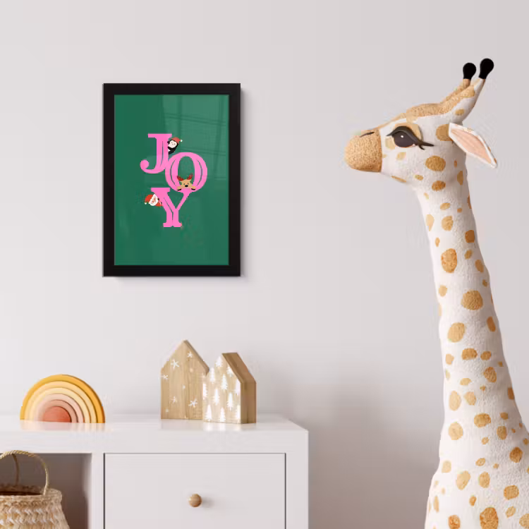 Poster met lijst - Joy - Kerst - Animatie - Roze - Groen — 5