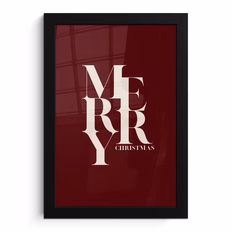 Poster met lijst - Merry - Tekst - Donker - Rood — 1