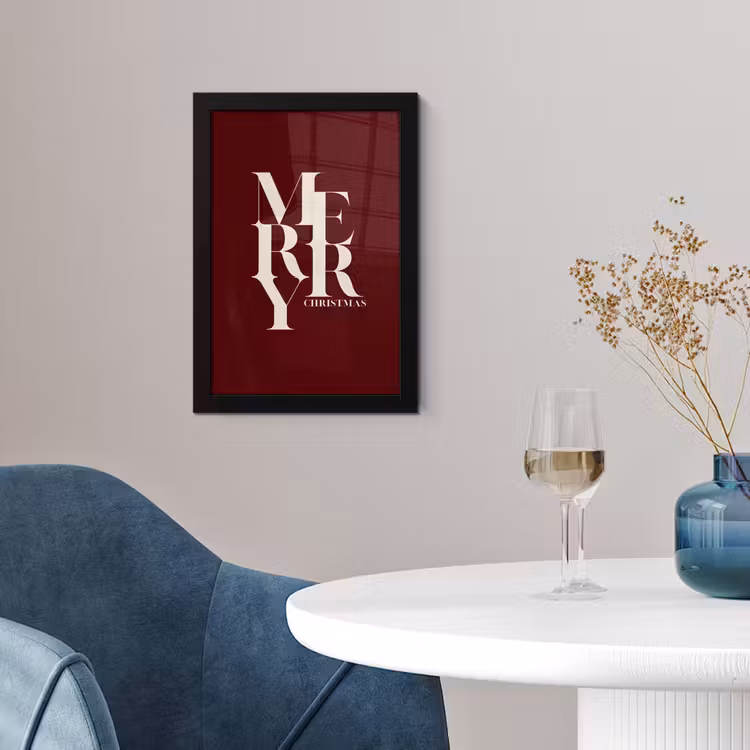 Poster met lijst - Merry - Tekst - Donker - Rood — 2