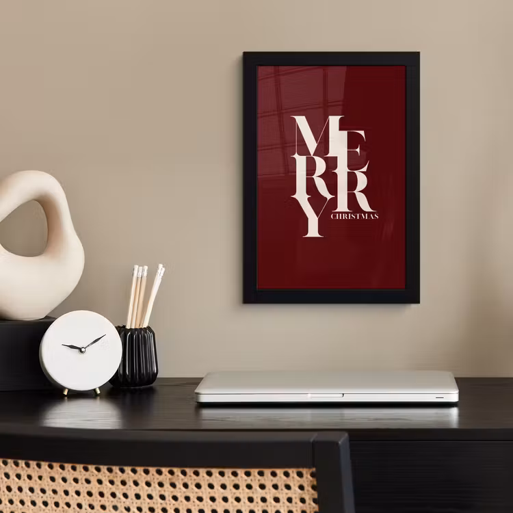 Poster met lijst - Merry - Tekst - Donker - Rood — 3