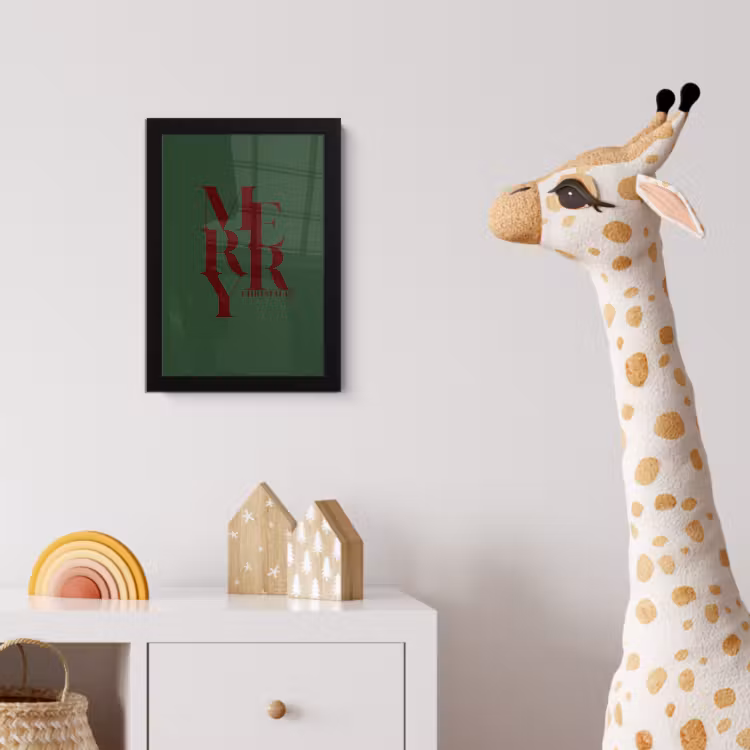 Poster met lijst - Merry - Tekst - Groen - Kerst — 5