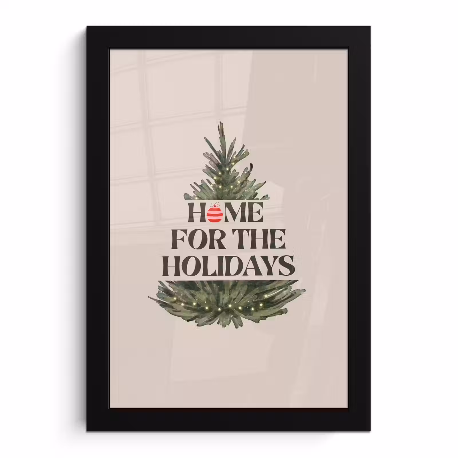 Poster met lijst - Kerst - Tekst - Kerstboom - Beige — 1