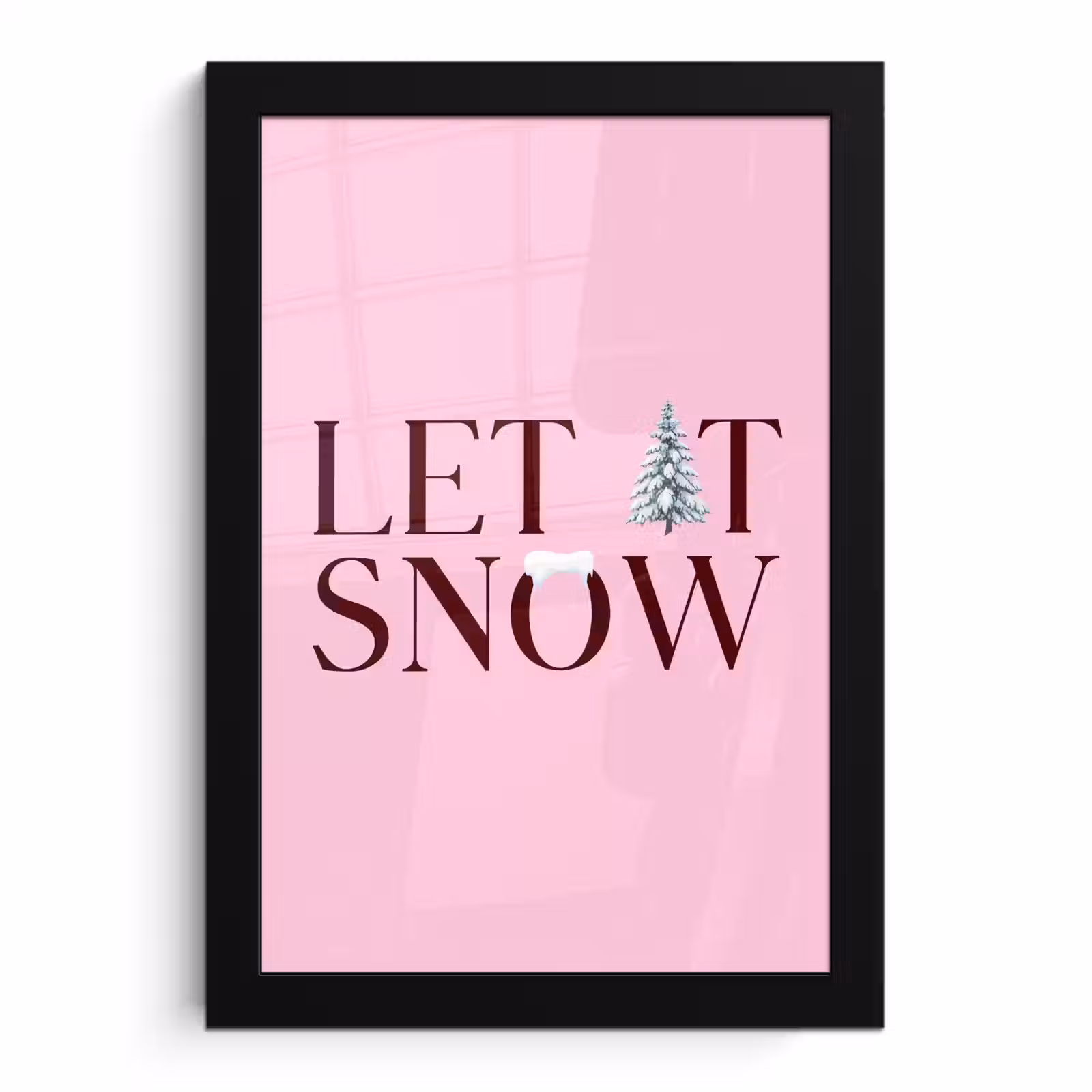 Poster met lijst - Kerst - Tekst - Sneeuw - Roze — 1