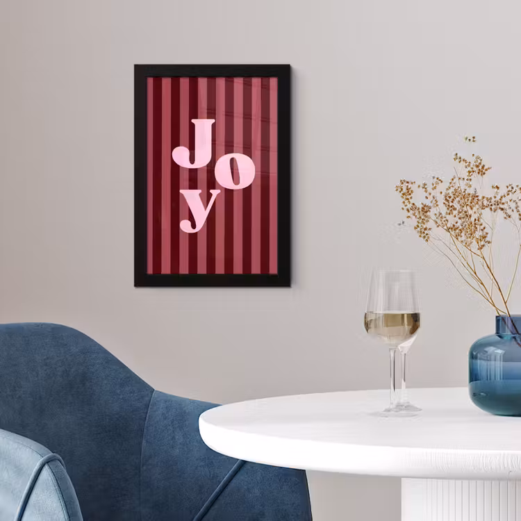 Poster met lijst - Joy - Kerst - Tekst - Roze — 2