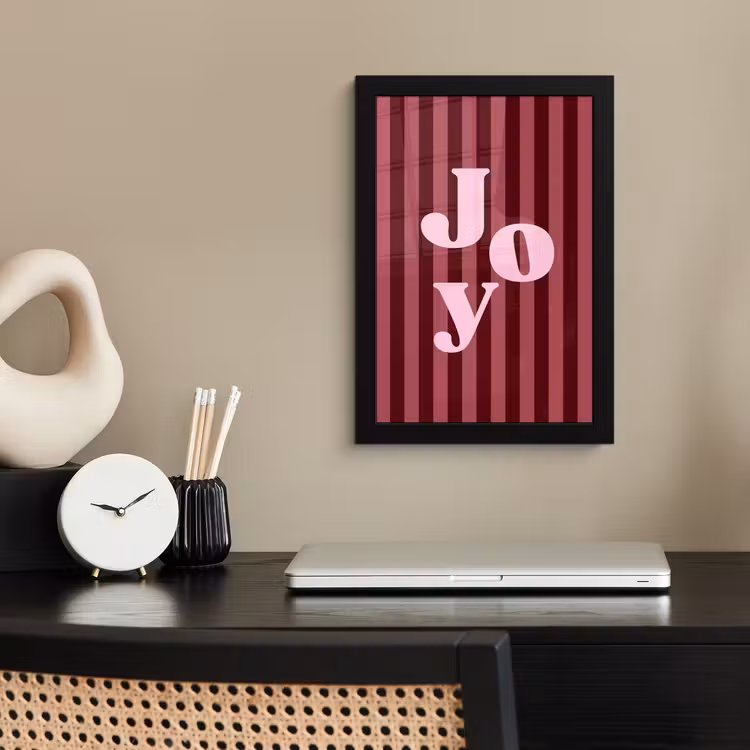 Poster met lijst - Joy - Kerst - Tekst - Roze — 3
