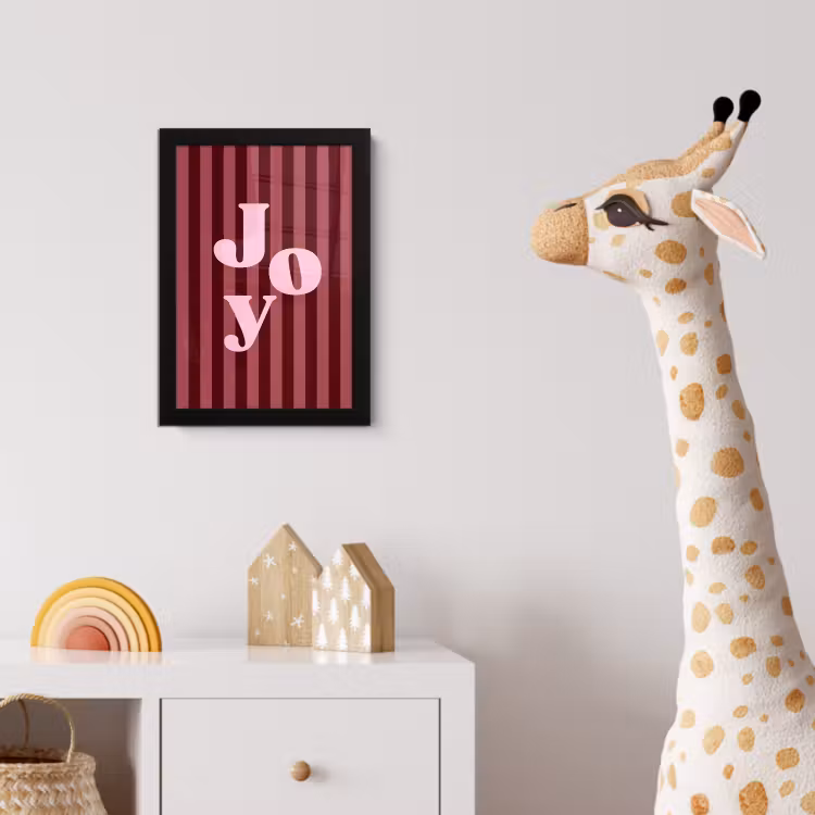 Poster met lijst - Joy - Kerst - Tekst - Roze — 5