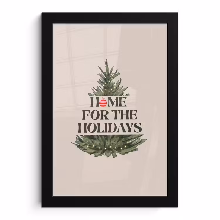 Poster met lijst - Kerst - Tekst - Kerstboom - Beige — 1