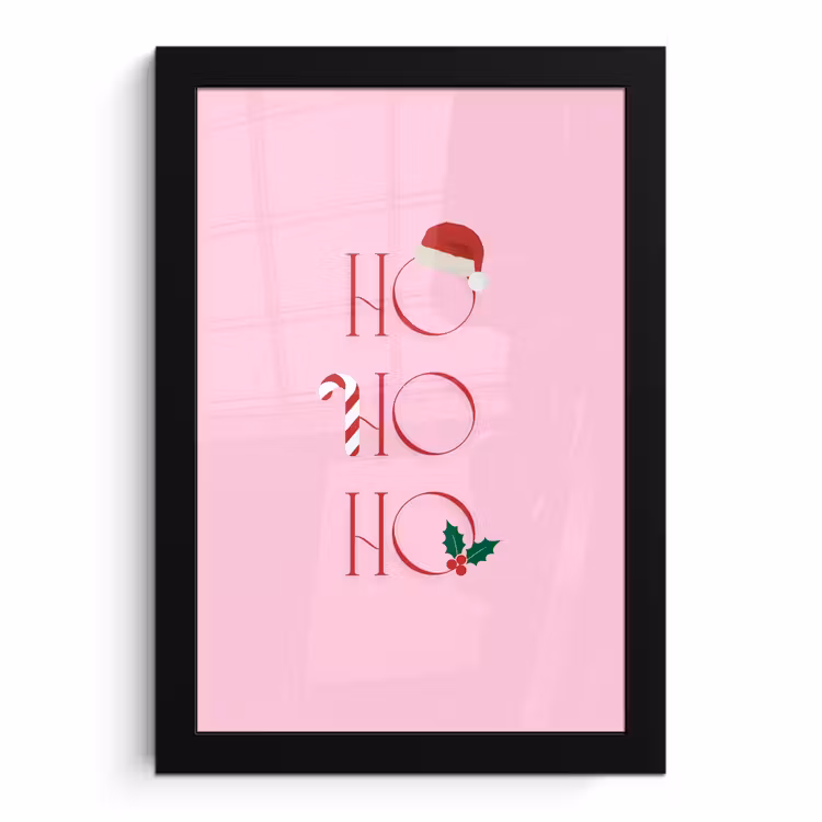 Poster met lijst - Kerst - Tekst - Roze - Illustratie — 1