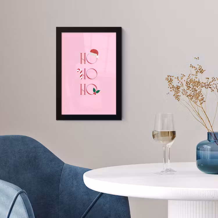 Poster met lijst - Kerst - Tekst - Roze - Illustratie — 2