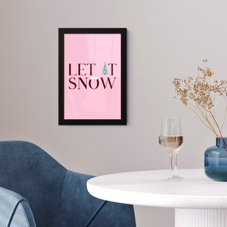 Poster met lijst - Kerst - Tekst - Sneeuw - Roze — 2