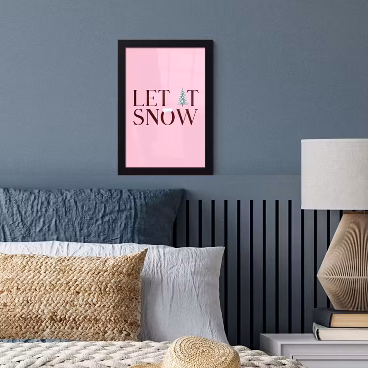 Poster met lijst - Kerst - Tekst - Sneeuw - Roze — 4