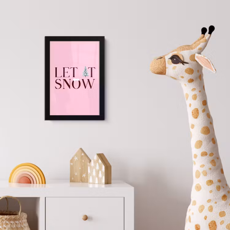 Poster met lijst - Kerst - Tekst - Sneeuw - Roze — 5