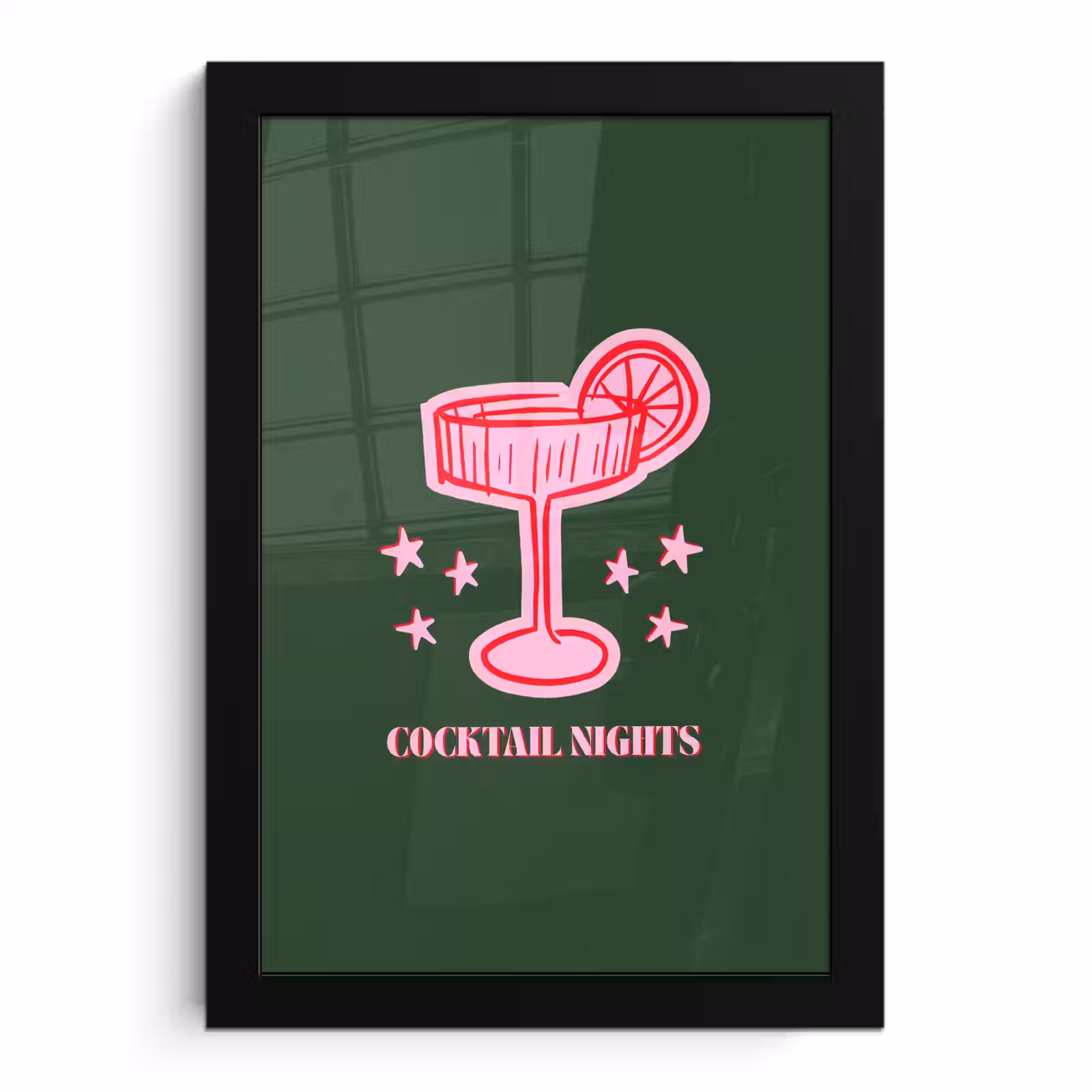 Poster met lijst - Cocktail - Kerst - Roze - Groen — 1