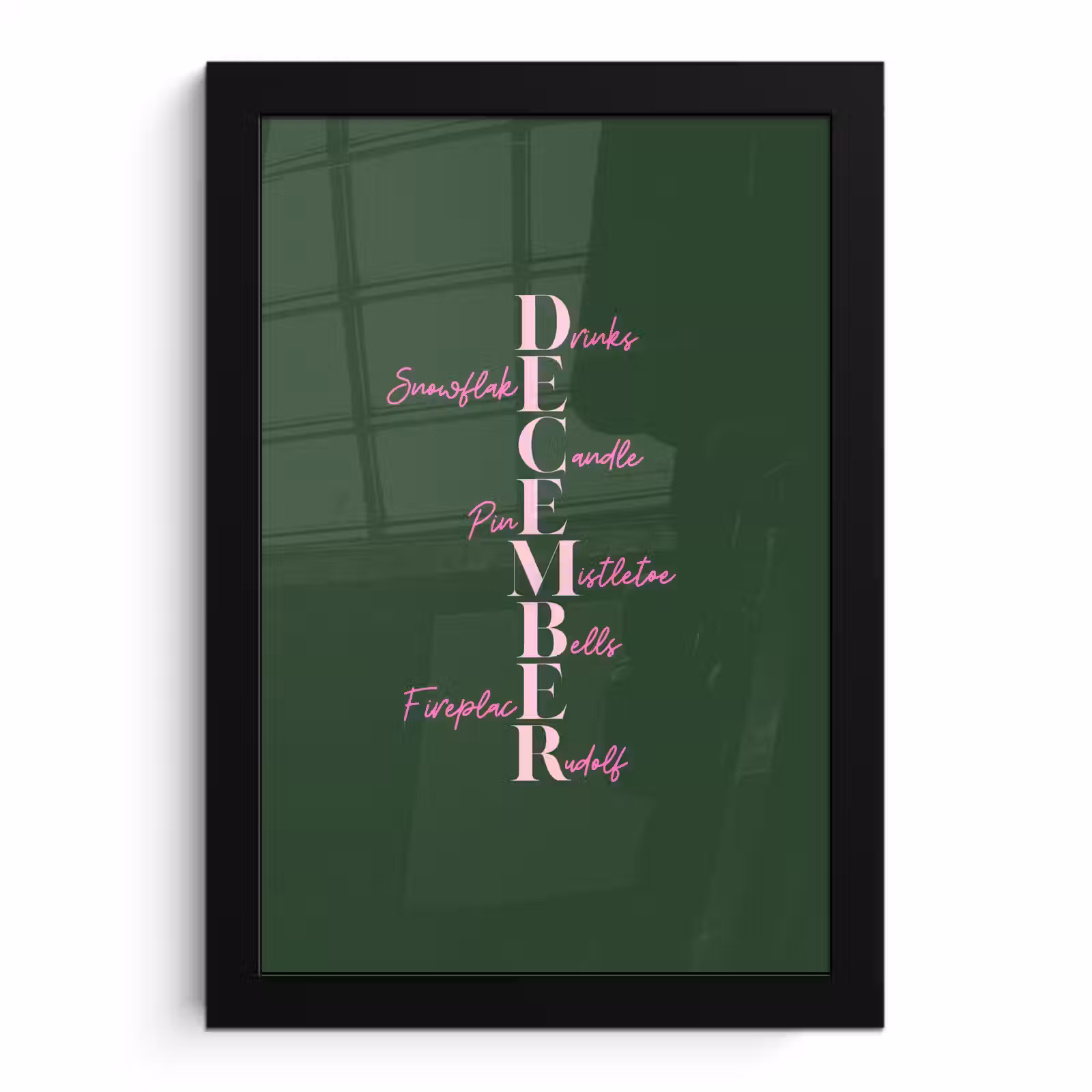 Poster met lijst - December - Tekst - Kerst - Groen — 1