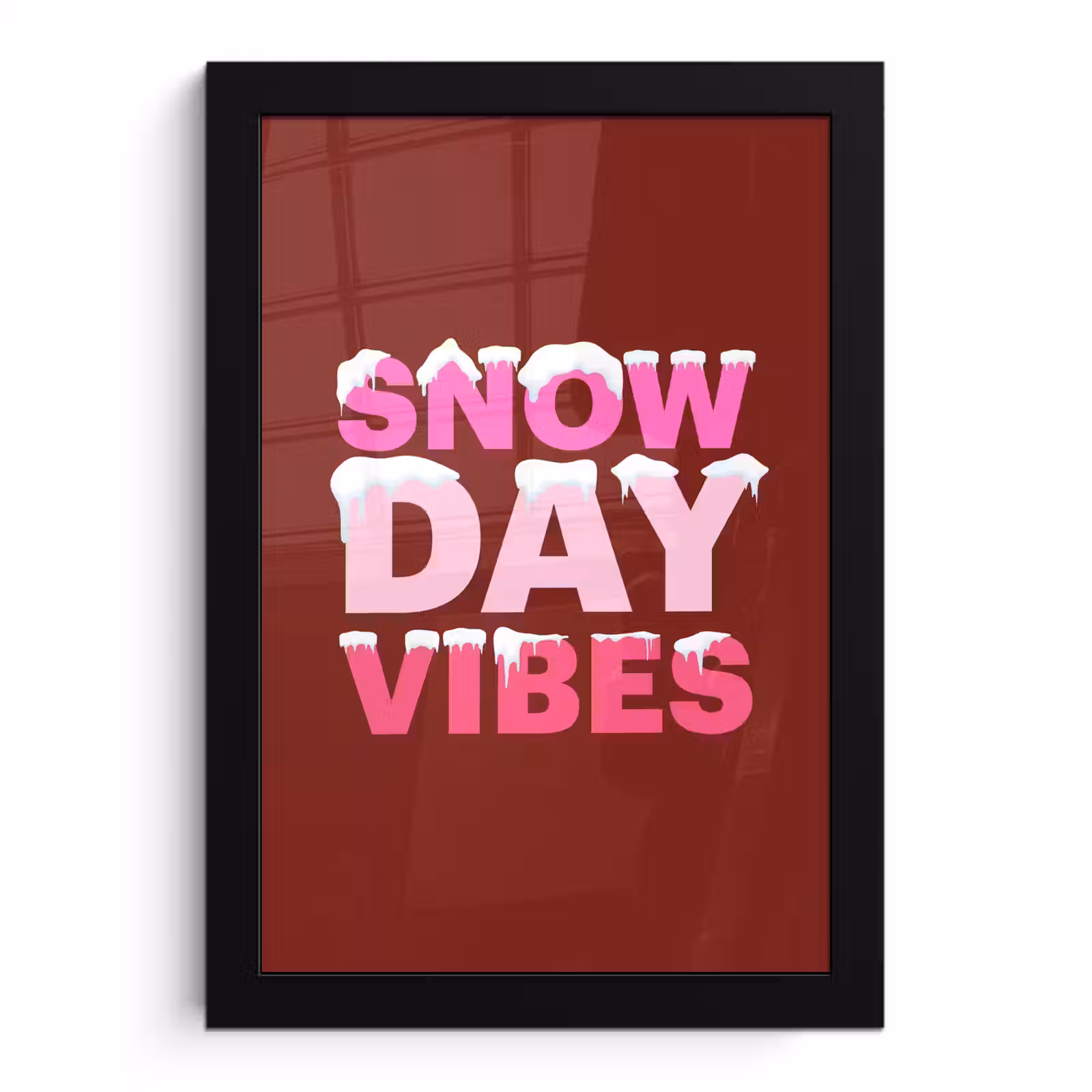 Poster met lijst - Kerst - Tekst - Sneeuw - Rood - Roze — 1