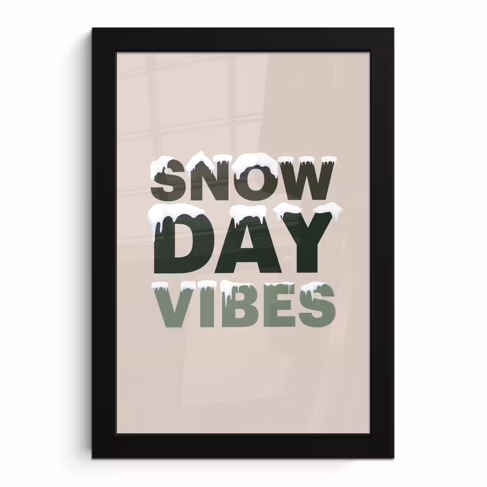 Poster met lijst - Sneeuw - Tekst - Kerst - Beige — 1