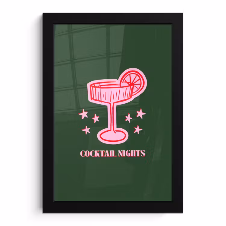 Poster met lijst - Cocktail - Kerst - Roze - Groen — 1