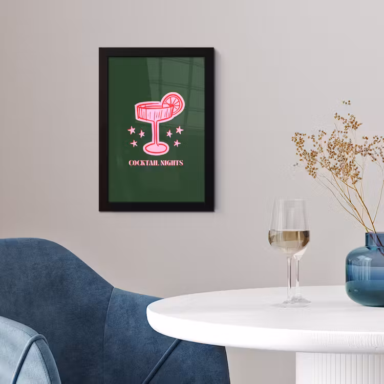 Poster met lijst - Cocktail - Kerst - Roze - Groen — 2