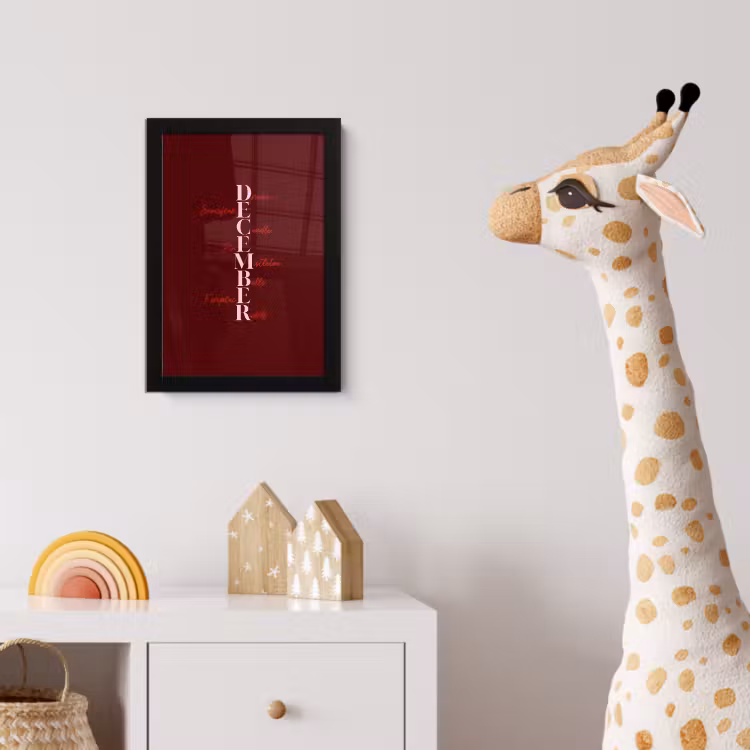 Poster met lijst - December - Tekst - Kerst - Burgundy — 5
