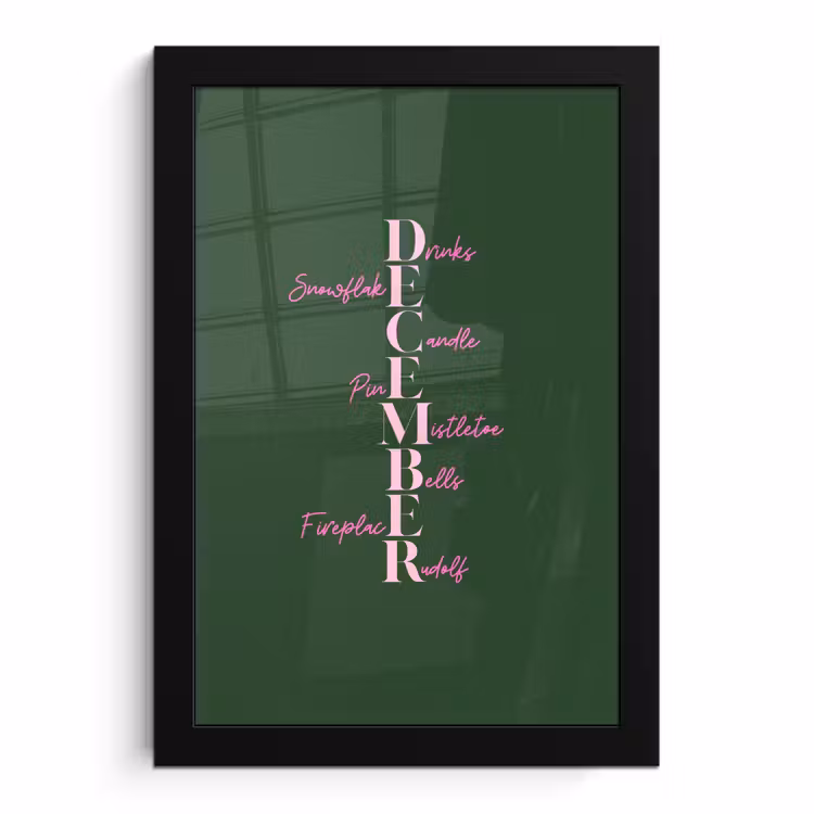 Poster met lijst - December - Tekst - Kerst - Groen — 1
