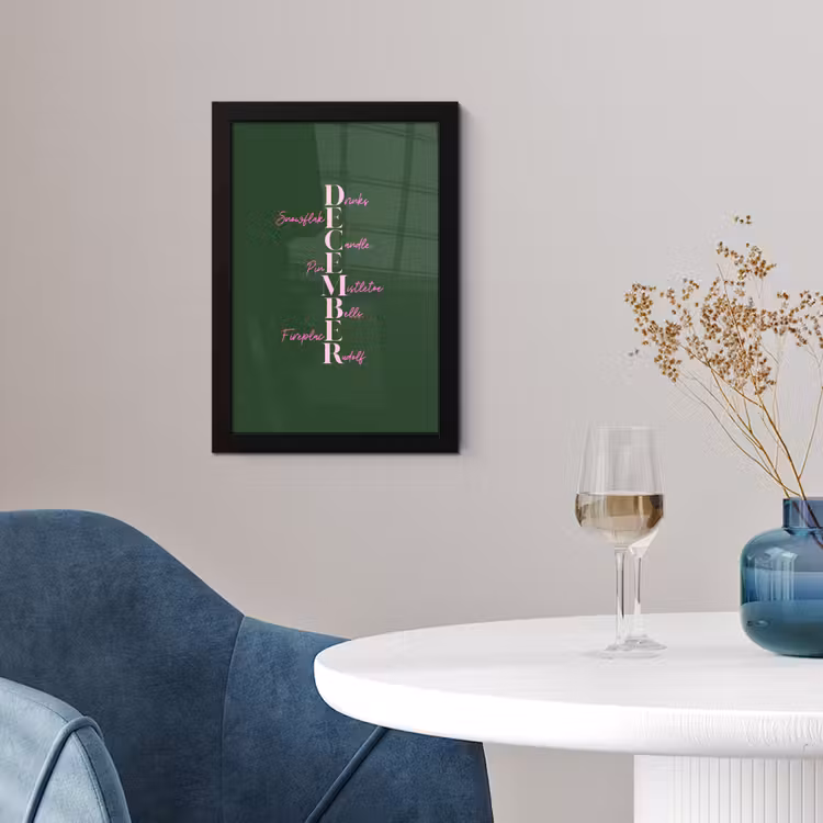 Poster met lijst - December - Tekst - Kerst - Groen — 2