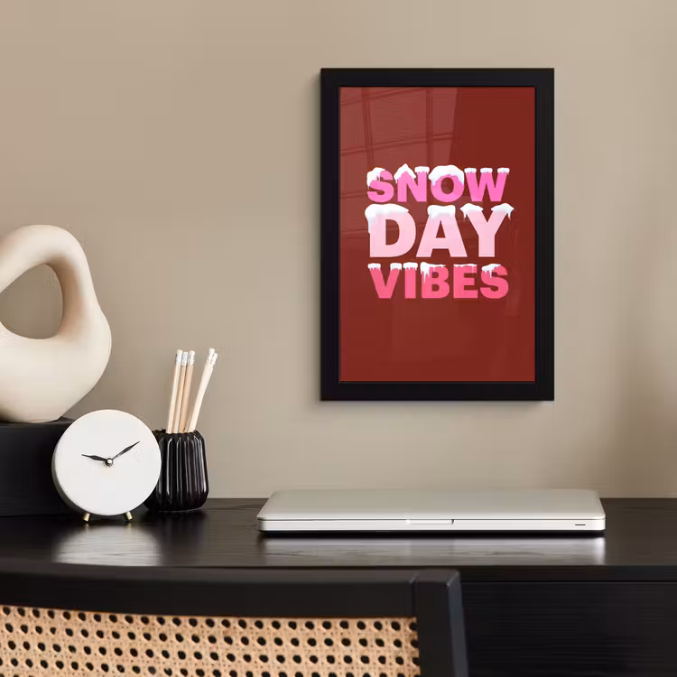 Poster met lijst - Kerst - Tekst - Sneeuw - Rood - Roze — 3