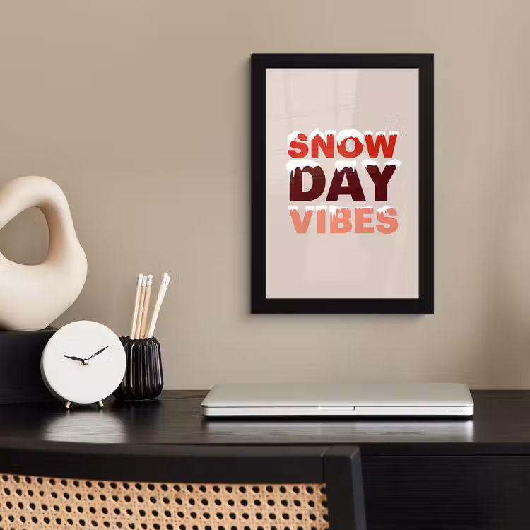 Poster met lijst - Sneeuw - Kerst - Tekst - Rood — 3