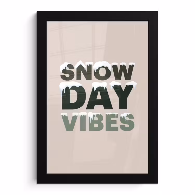 Poster met lijst - Sneeuw - Tekst - Kerst - Beige — 1