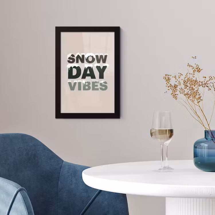 Poster met lijst - Sneeuw - Tekst - Kerst - Beige — 2
