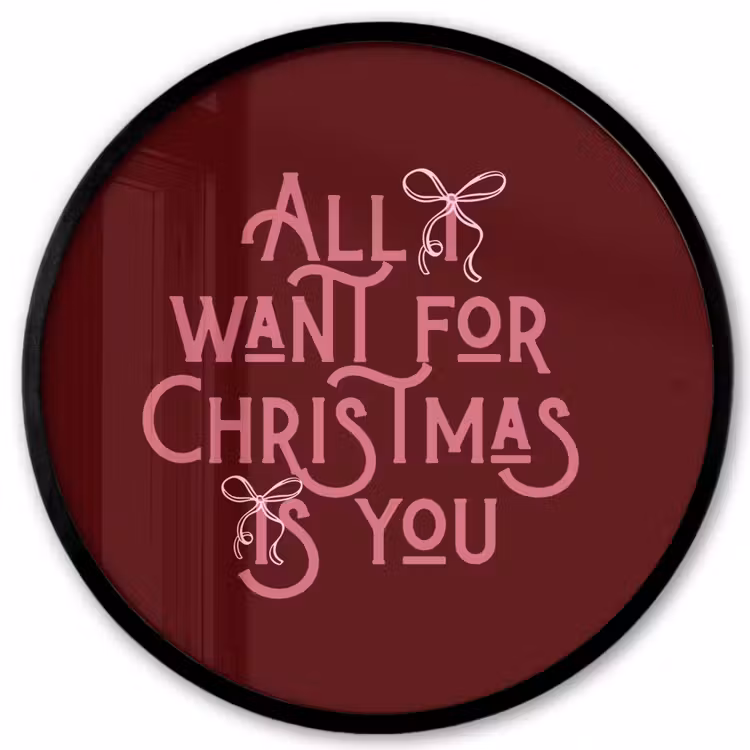 Ronde fotolijst - Tekst - Kerst - Rood - Roze — 1