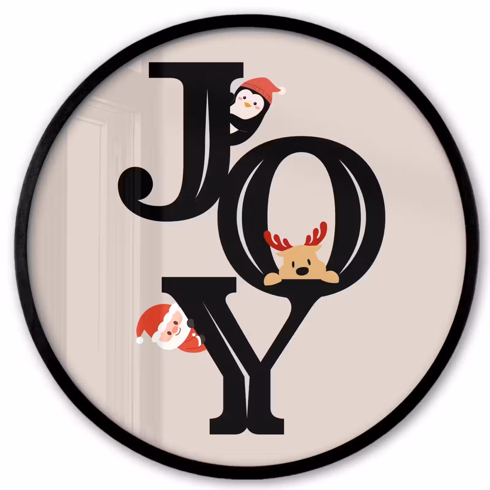 Ronde fotolijst - Joy - Animatie - Zwart - Kerst — 1