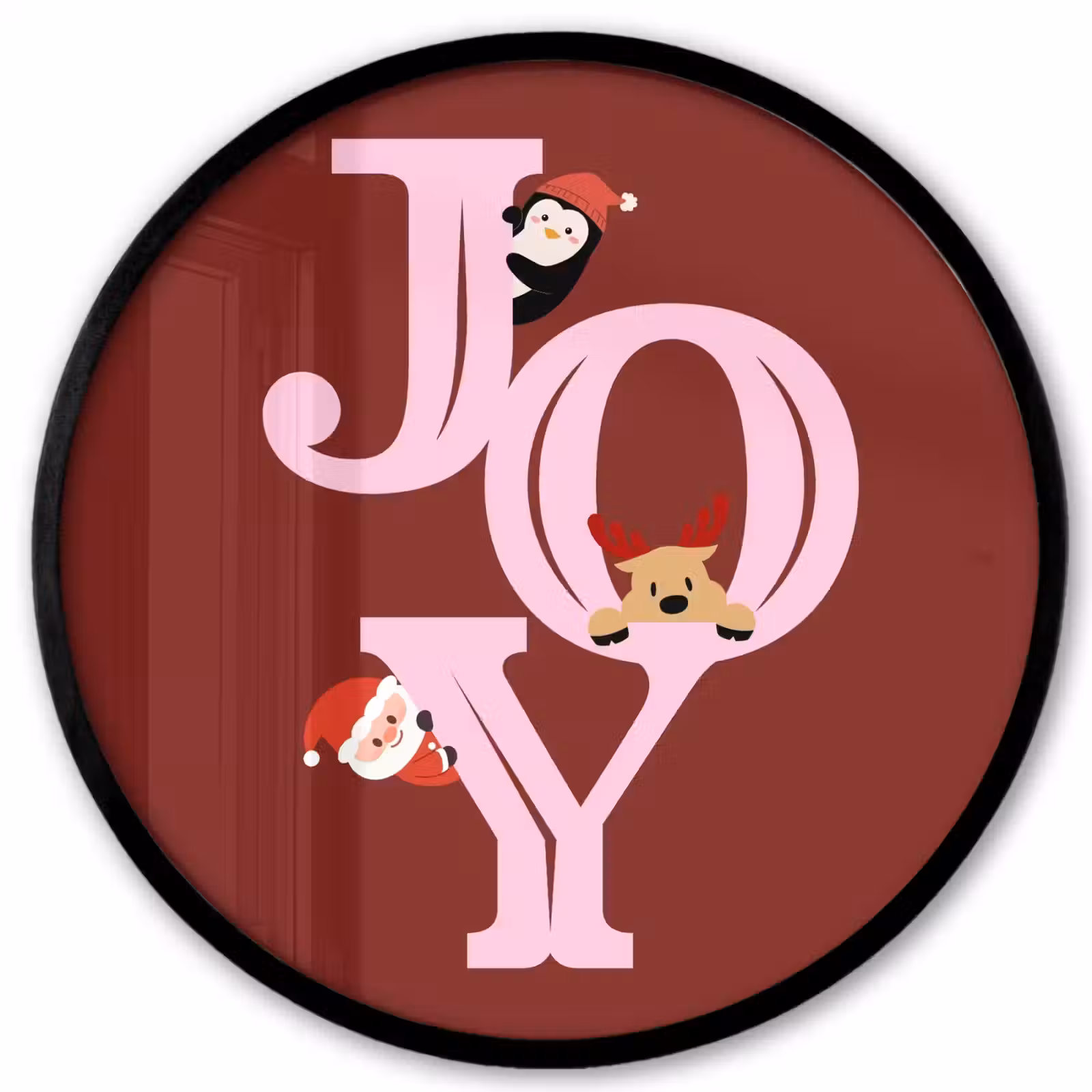 Ronde fotolijst - Joy - Kerst - Animatie - Rood - Roze — 1