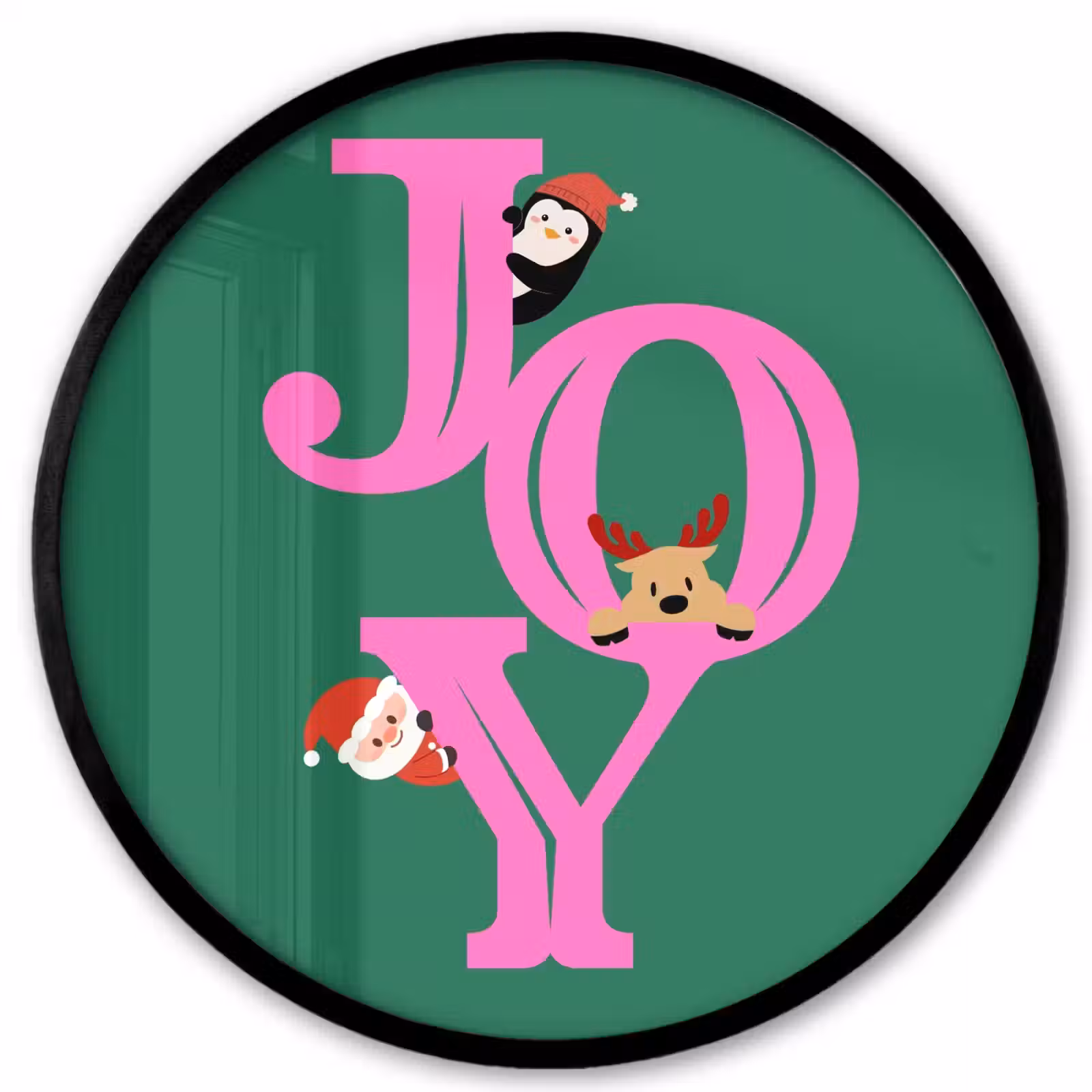 Ronde fotolijst - Joy - Kerst - Animatie - Roze - Groen — 1