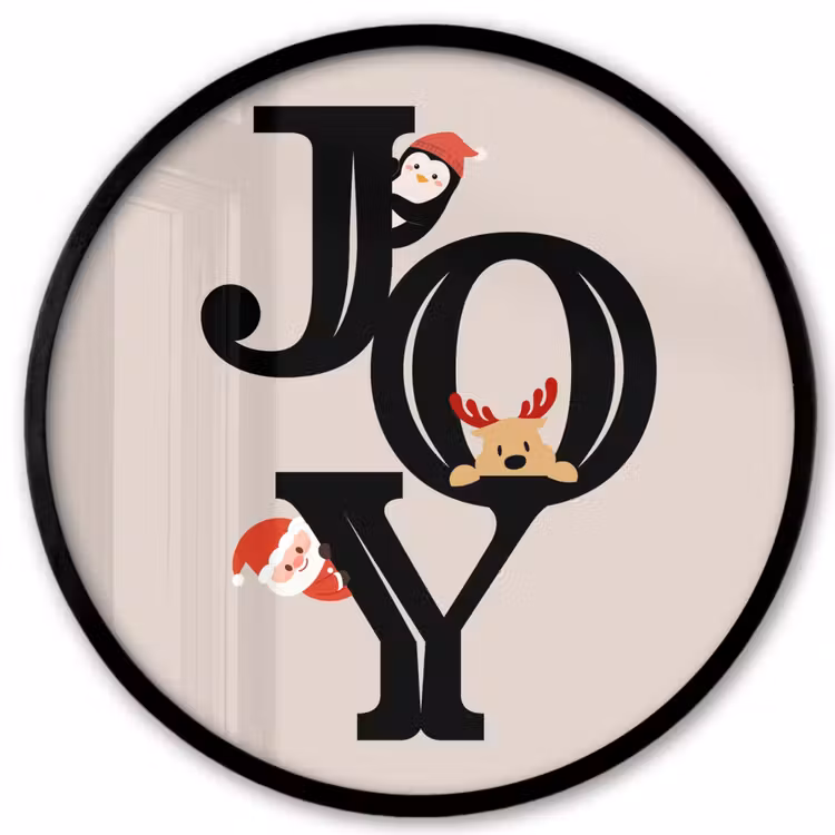 Ronde fotolijst - Joy - Animatie - Zwart - Kerst — 1