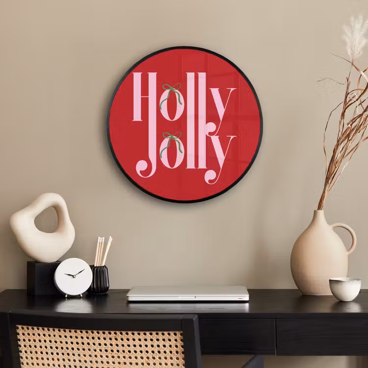 Ronde fotolijst - Kerst - Roze - Rood - Tekst — 3