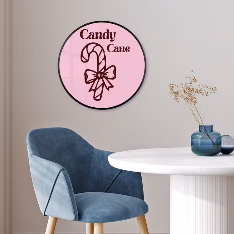 Ronde fotolijst - Kerst - Snoep - Tekst - Bruin - Roze — 4