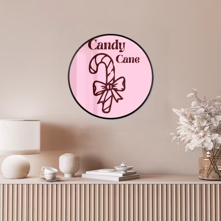 Ronde fotolijst - Kerst - Snoep - Tekst - Bruin - Roze — 5