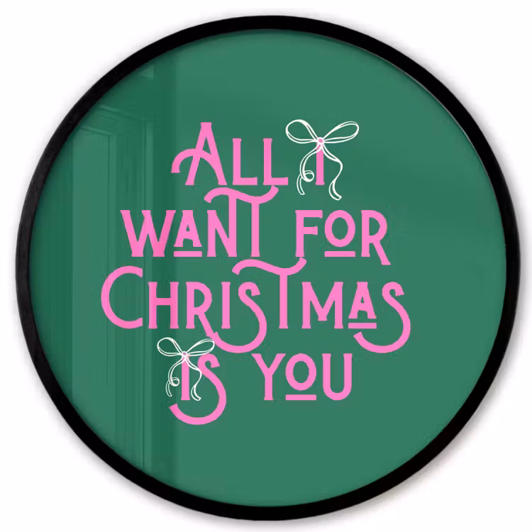 Ronde fotolijst - Kerst - Tekst - Roze - Groen — 1