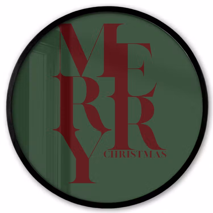 Ronde fotolijst - Merry - Tekst - Groen - Kerst — 1