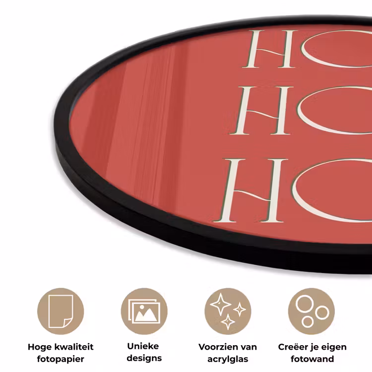 Ronde fotolijst - Tekst - Kerst - Modern - Rood — 2