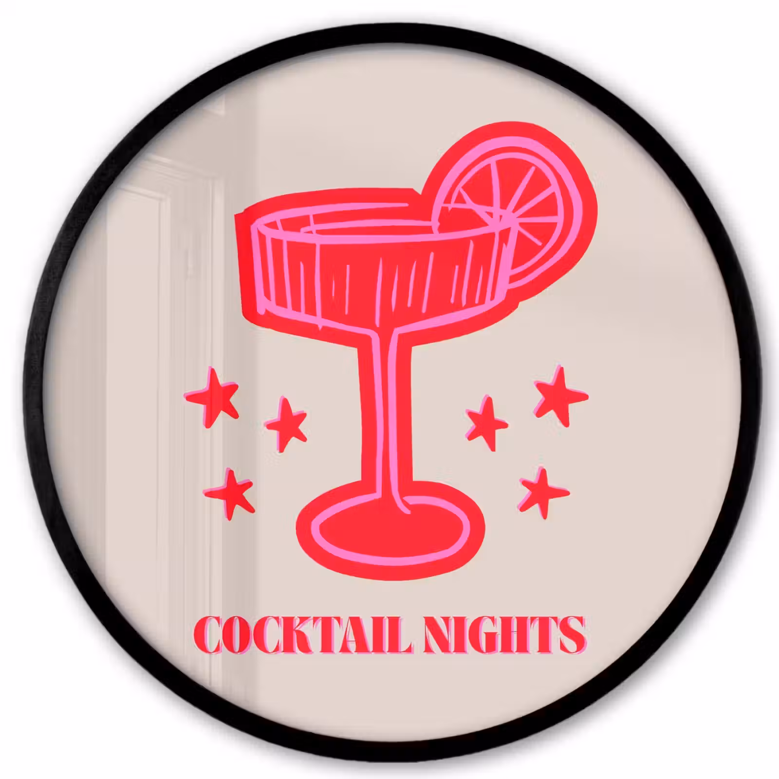 Ronde fotolijst - Cocktail - Kerst - Beige - Roze — 1