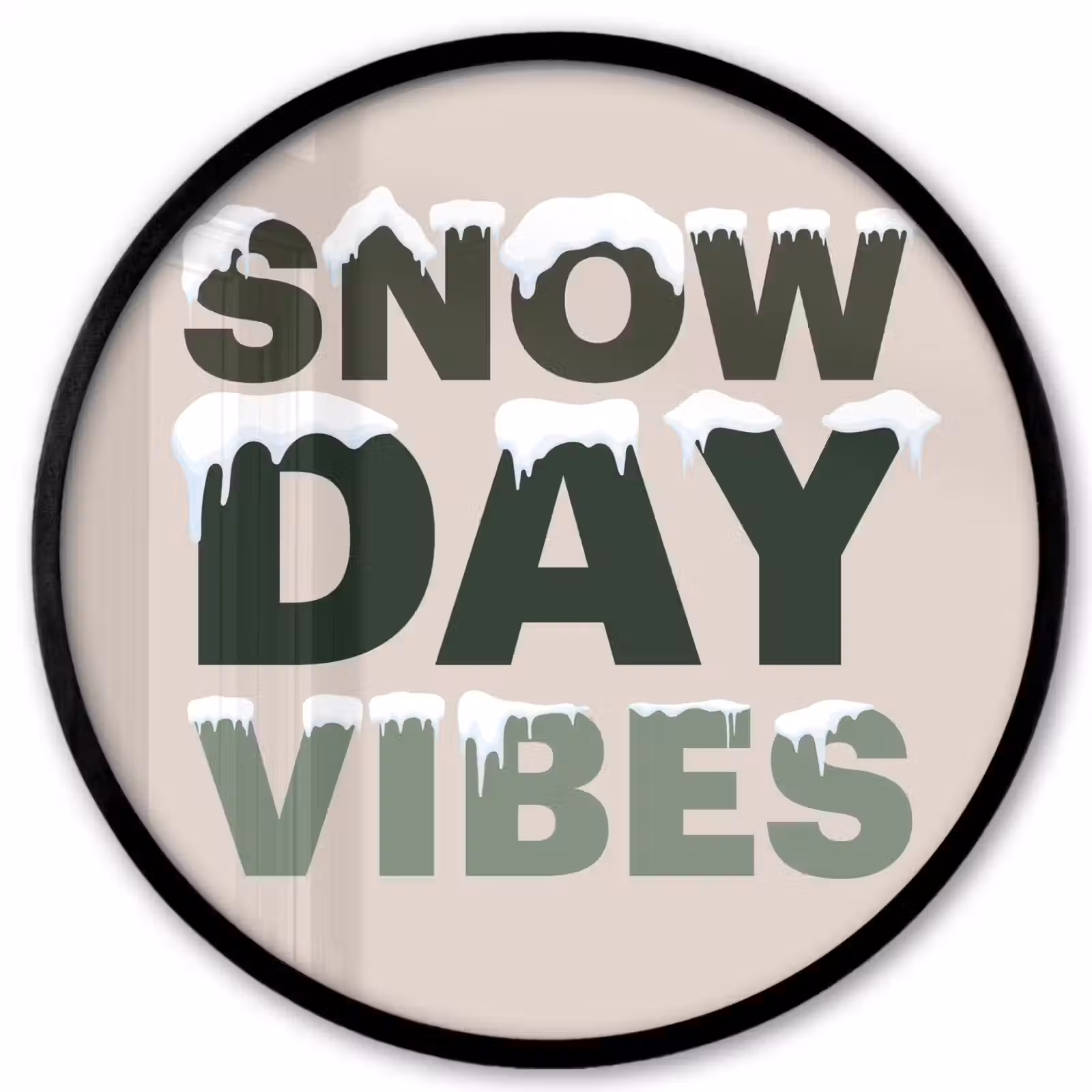Ronde fotolijst - Sneeuw - Tekst - Kerst - Beige — 1