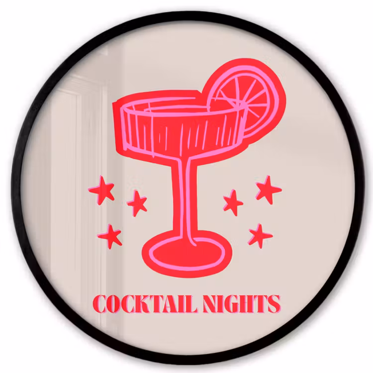 Ronde fotolijst - Cocktail - Kerst - Beige - Roze — 1