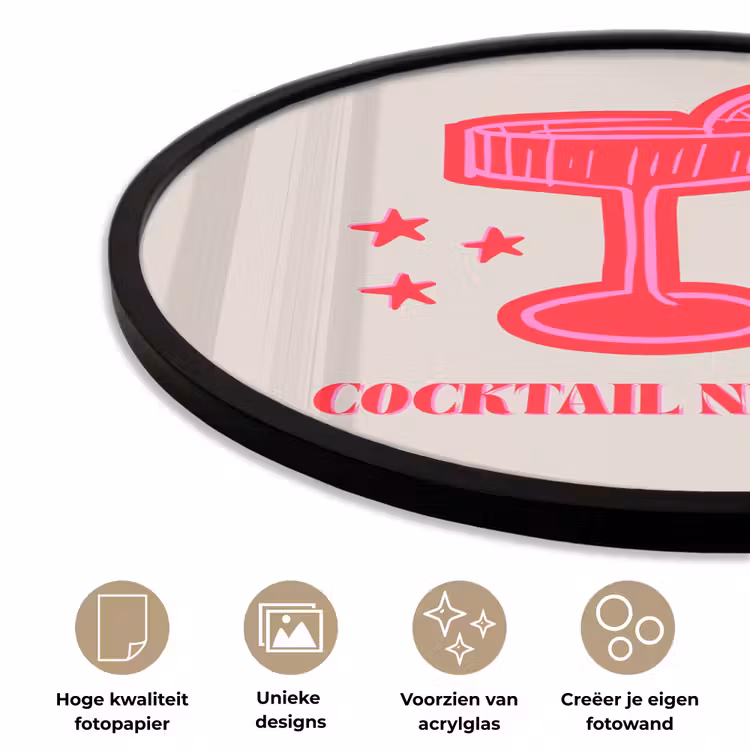 Ronde fotolijst - Cocktail - Kerst - Beige - Roze — 2