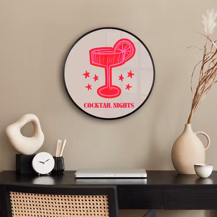 Ronde fotolijst - Cocktail - Kerst - Beige - Roze — 3