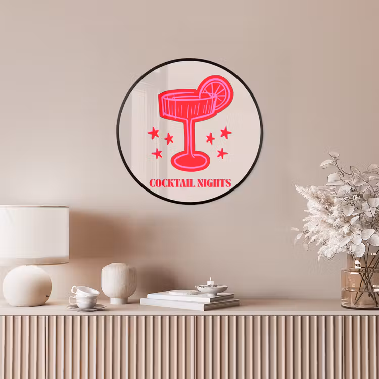Ronde fotolijst - Cocktail - Kerst - Beige - Roze — 5