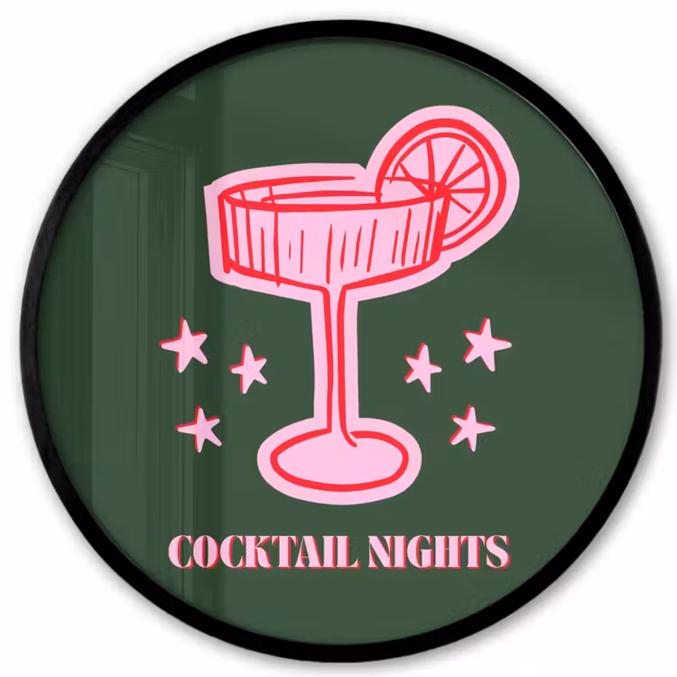Ronde fotolijst - Cocktail - Kerst - Roze - Groen — 1