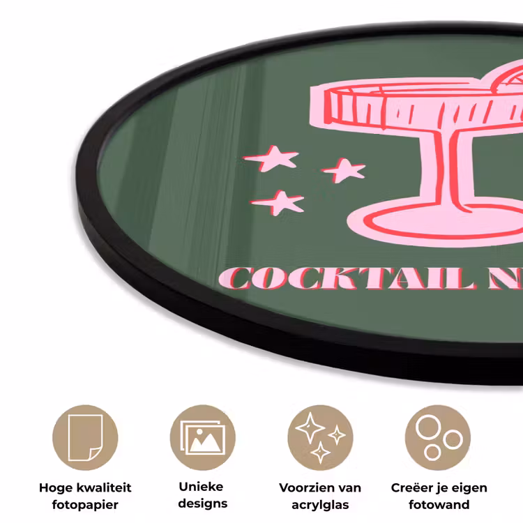 Ronde fotolijst - Cocktail - Kerst - Roze - Groen — 2