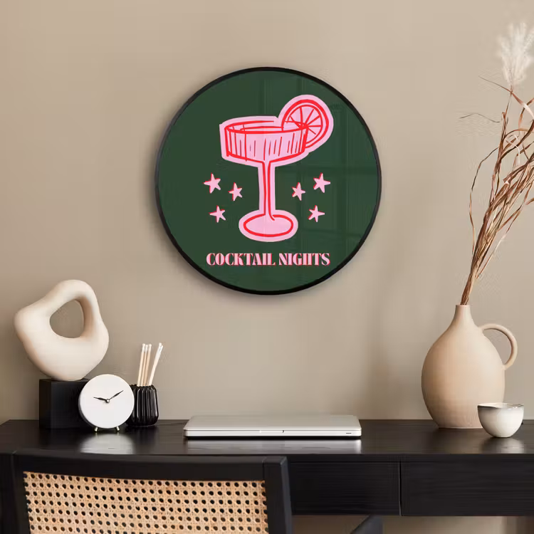 Ronde fotolijst - Cocktail - Kerst - Roze - Groen — 3