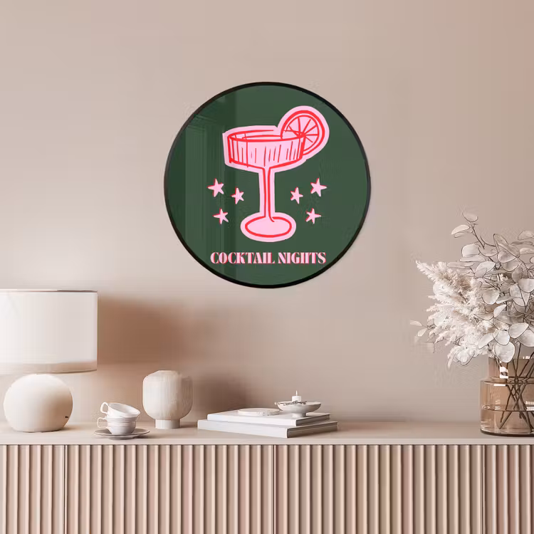 Ronde fotolijst - Cocktail - Kerst - Roze - Groen — 5
